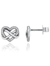 Women's Sparkling Infinity Heart Stud Earrings Silver - PANDORA - BALAAN 4