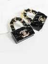 Metal Resin Quilted Turnlock Chain Bag Earrings Gold Black - CHANEL - BALAAN 7