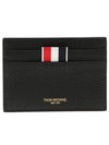 Stripe Note Compartment Pebble Grain Leather Card Wallet Black - THOM BROWNE - BALAAN 2