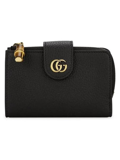 Medium Double G Bamboo Leather Card Wallet Black - GUCCI - BALAAN 2