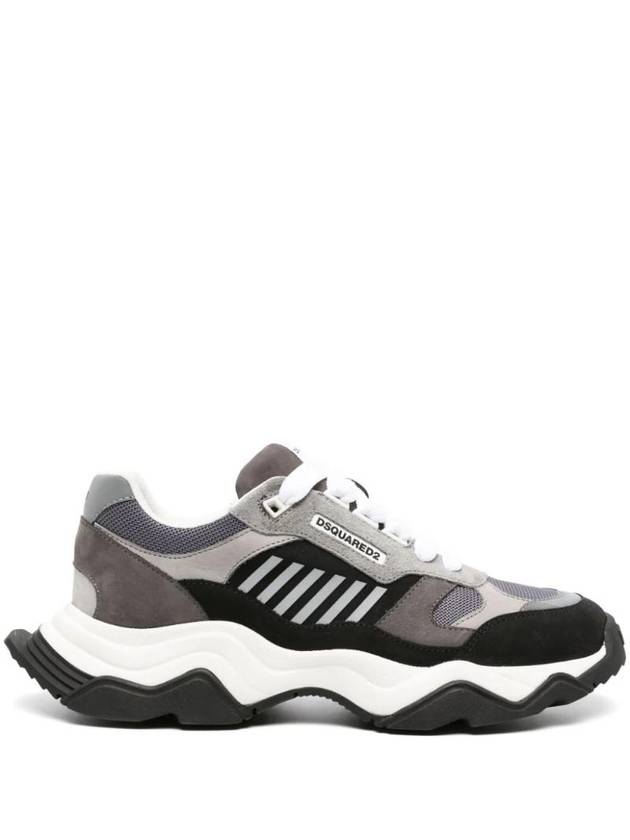 Wave Lace-Up Low-Top Sneakers Grey - DSQUARED2 - BALAAN 1