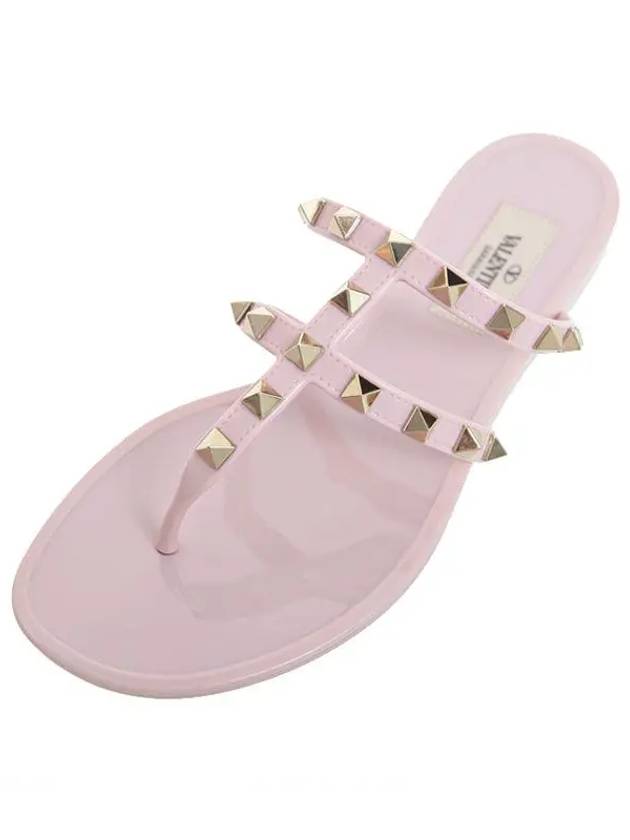 Rockstud thong flip flops pink - VALENTINO - BALAAN.