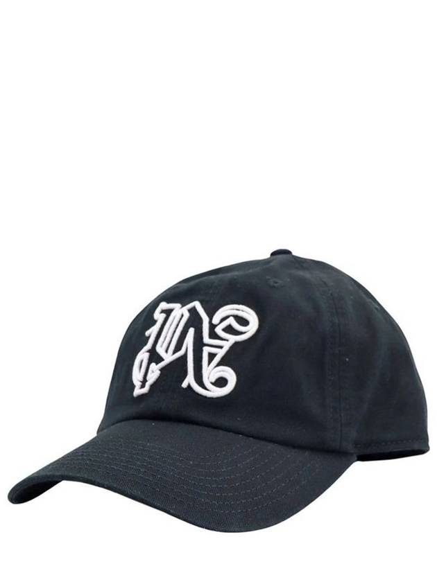 Embroidered Monogram Base Ball Cap Black - PALM ANGELS - BALAAN 3