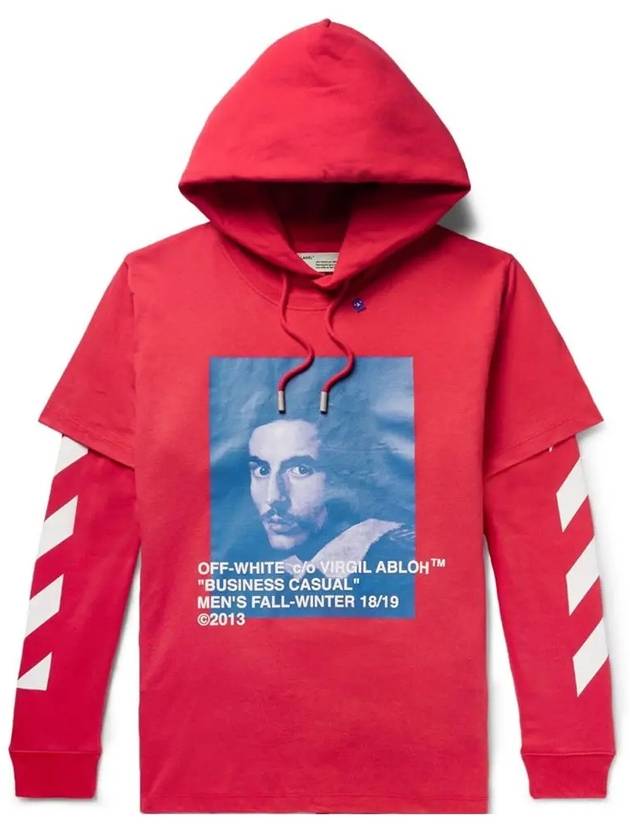 OFF WHITE 12Th Anniversary Bernini Short Sleeve Layered Hoodie Red Up to 80 Off at BALAAN