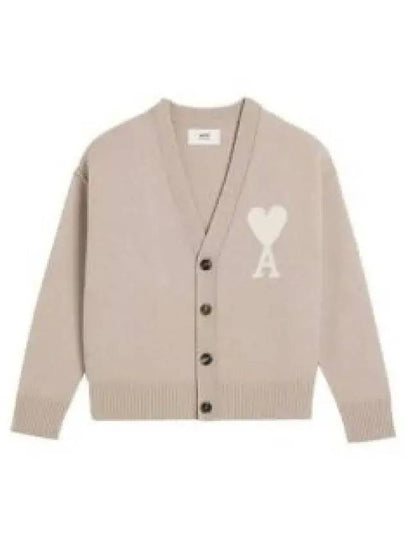 De Coeur Logo Wool Cardigan Light Beige - AMI - BALAAN 2