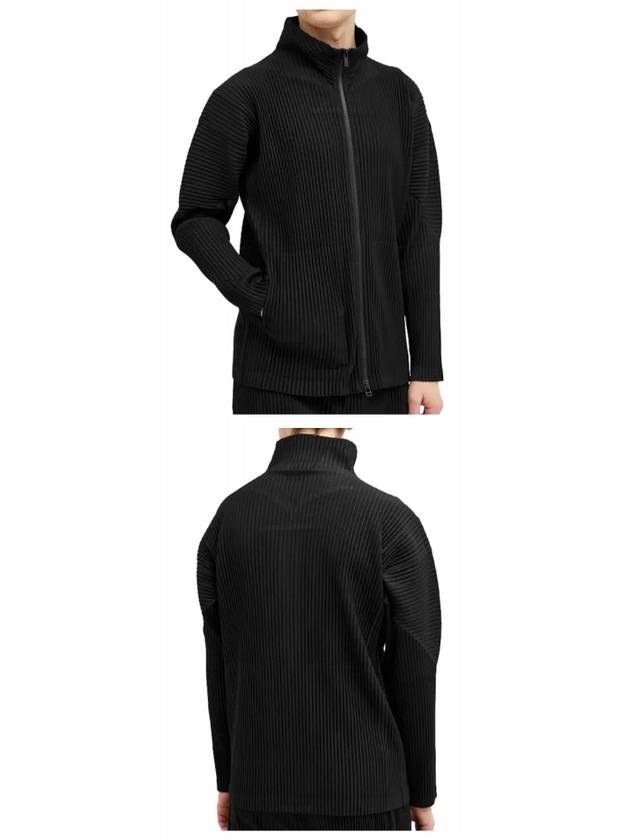 Pleats Zip-Up Cardigan Black - ISSEY MIYAKE - BALAAN 5