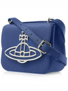 Linda Logo Plaque Saffiano Leather Cross Bag Blue - VIVIENNE WESTWOOD - BALAAN 3