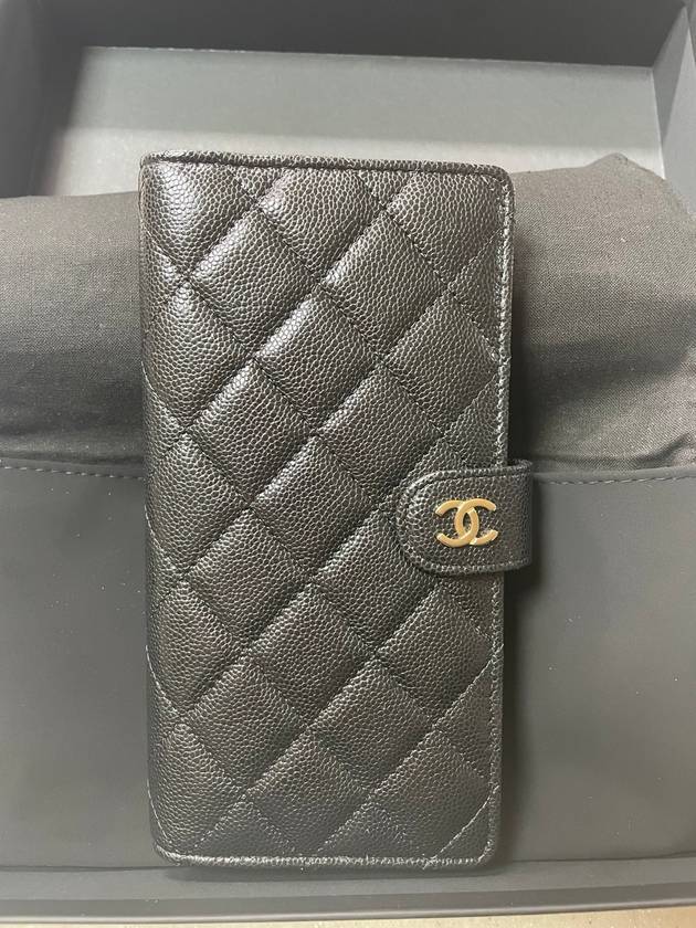 CC Classic Caviar Zipper Long Wallet Black AP4129 - CHANEL - BALAAN 1