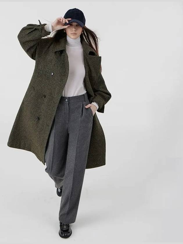 Raglan sleeve yarn-dyed herringbone wool coat green - VOYONN - BALAAN 6