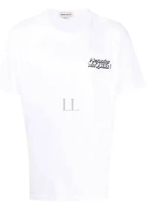 Men's Logo Embroidery Short Sleeve T-Shirt White - ALEXANDER MCQUEEN - BALAAN 2