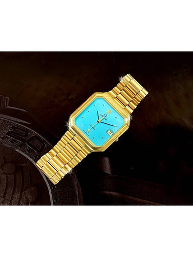 Rare Deville Turquoise Blue Dial Unisex Gold Band Watch - OMEGA - BALAAN 1