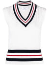 RWB Cable V Neck Cashmere Vest White - THOM BROWNE - BALAAN 2