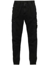 Stretch Cotton Cargo Straight Pants Black - STONE ISLAND - BALAAN 2