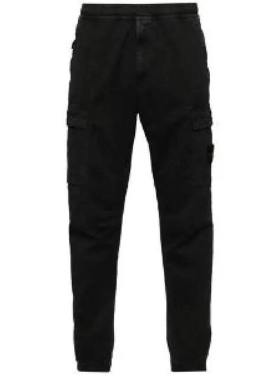 Stretch Cotton Cargo Straight Pants Black - STONE ISLAND - BALAAN 2