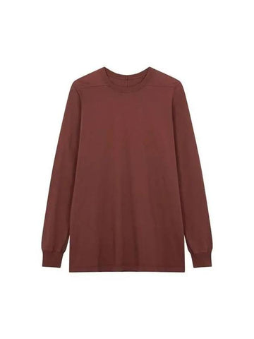 MEN shoulder seam crew neck t-shirt cherry brown 270413 - RICK OWENS - BALAAN 1