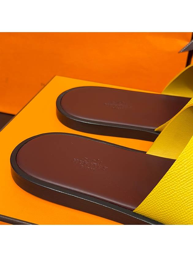 Men's Izmir Sandals Calfskin Apsong Yellow Brown Twotone - HERMES - BALAAN 5