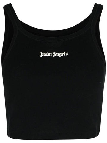 Palm Angels Black Cotton Top - PALM ANGELS - BALAAN 1