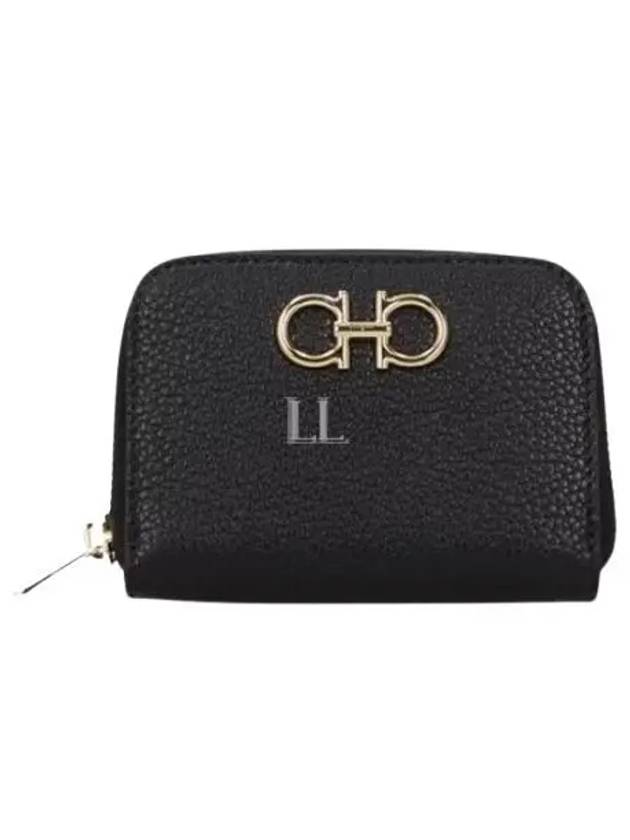 Women's Gancini Logo Zipper Card Wallet Black - SALVATORE FERRAGAMO - BALAAN 2