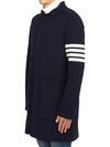 Cotton Cashmere Interlock 4-Bar Polo Collar Overcoat Navy - THOM BROWNE - BALAAN 4