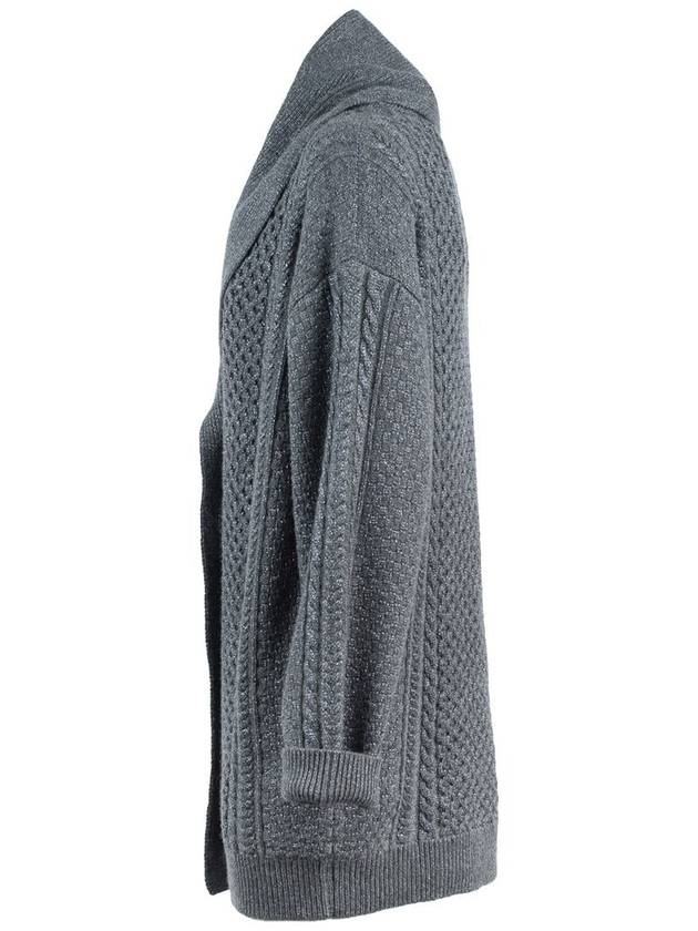 Fabiana Filippi Gray Wool Cardigan With Lurex Details - FABIANA FILIPPI - BALAAN 3