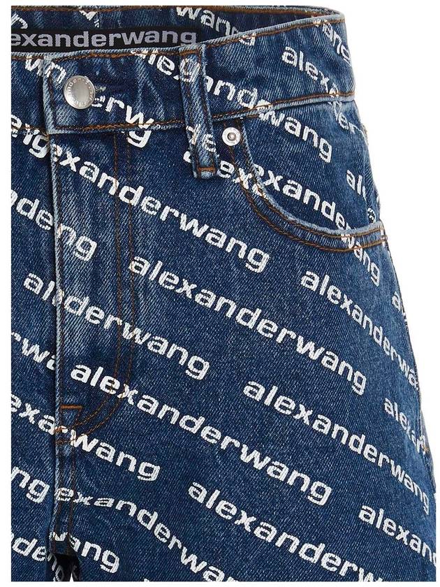 Byte Logo Monogram Denim Shorts Blue - ALEXANDER WANG - BALAAN 4