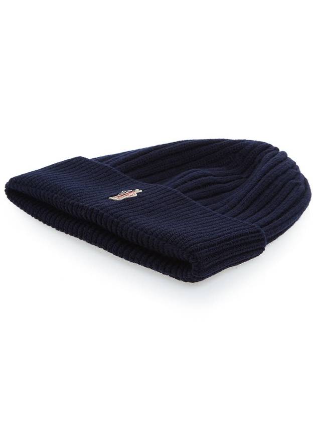 Grenoble Logo Patch Wool Beanie Midnight Blue - MONCLER - BALAAN 4