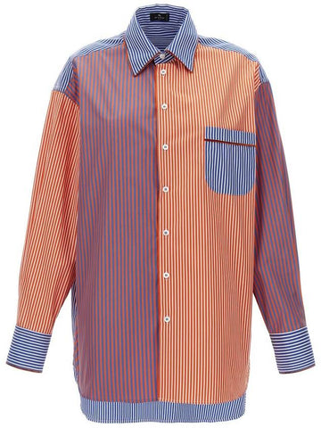 Red, Blue And Orange Striped Shirt In Cotton Woman - ETRO - BALAAN 1