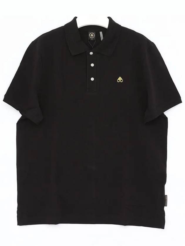 Men's Logo Patch Short Sleeve Polo Shirt Black - MOOSE KNUCKLES - BALAAN 4