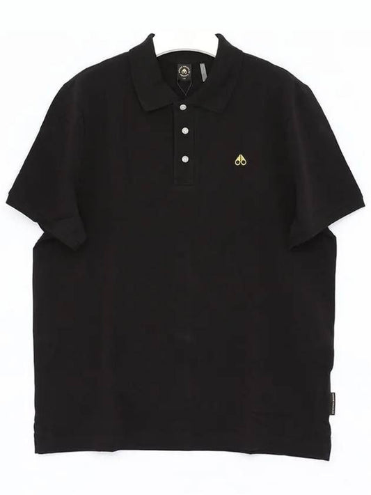 Men's Logo Patch Short Sleeve Polo Shirt Black - MOOSE KNUCKLES - BALAAN 2