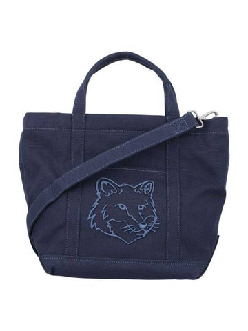 Fox Head Small Tote Bag Ink Blue - MAISON KITSUNE - BALAAN 1