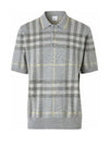 Men's Check Wool Silk Blend Short Sleeve Polo Shirt Grey - BURBERRY - BALAAN 2