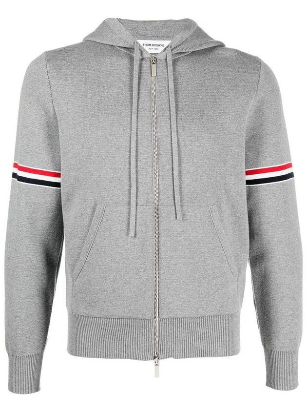 Cotton Milano Armband Zip Up Hoodie Light Grey - THOM BROWNE - BALAAN 2