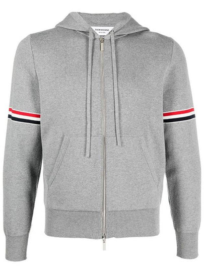 Cotton Milano Armband Zip Up Hoodie Light Grey - THOM BROWNE - BALAAN 2