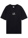 Men's Logo Print Crew Neck Cotton Short Sleeve T-Shirt Black - CP COMPANY - BALAAN 4