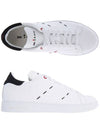 Stitched Leather Low Top Sneakers White Black - KITON - BALAAN 3