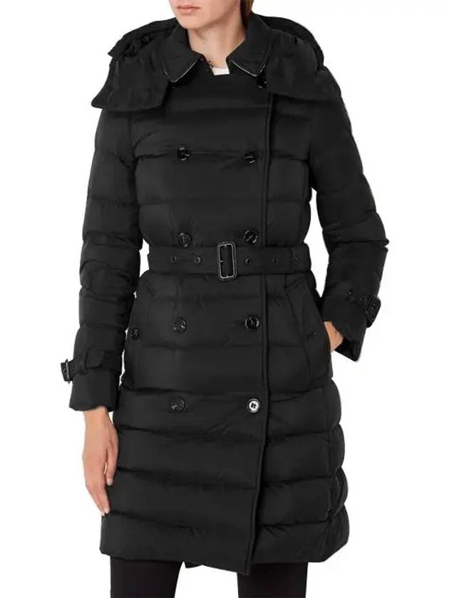 Women's Double Breasted Hooded Padded Black - BURBERRY - BALAAN 8