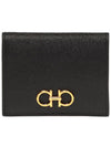 Gancini Compact Half Wallet Black - SALVATORE FERRAGAMO - BALAAN 2