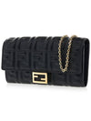 Baguette Continental Chain Leather Long Wallet Black - FENDI - BALAAN 3