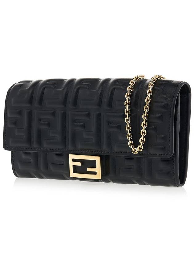 Baguette Continental Chain Leather Long Wallet Black - FENDI - BALAAN 3