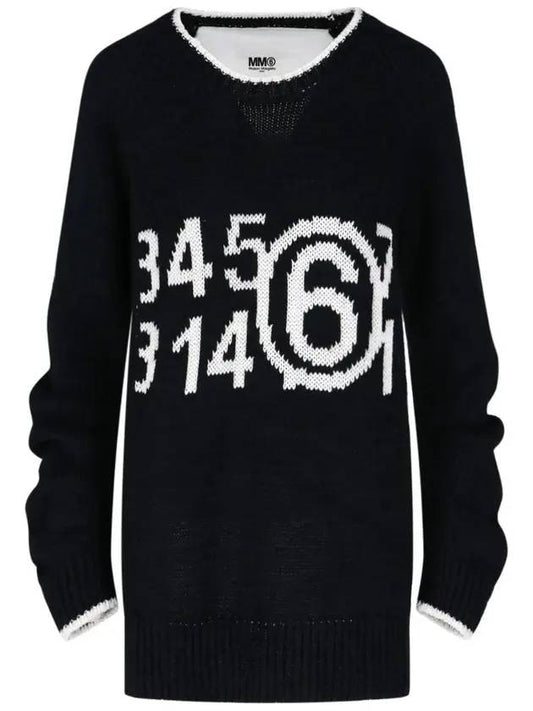 numbering logo oversized knit top black - MAISON MARGIELA - BALAAN.