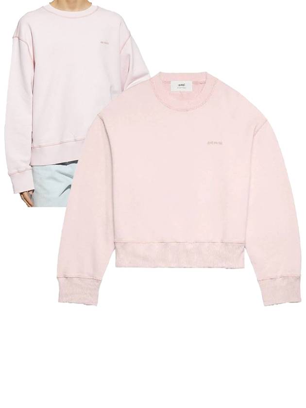 Embroidery Logo Crew Neck Sweatshirt Pink - AMI - BALAAN 2