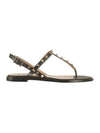 Rockstud Flat Sandals Black - VALENTINO - BALAAN 1