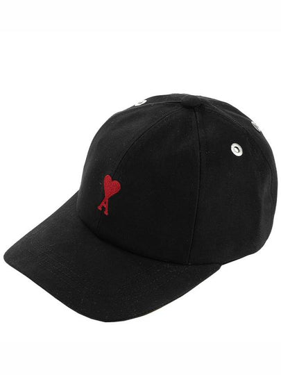 Embroidered Heart Logo Ball Cap Black - AMI - BALAAN 2