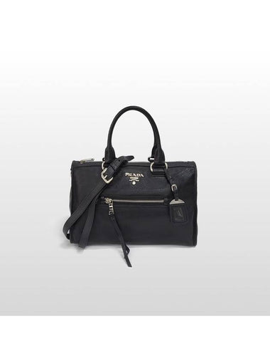 Prada Vitello Phoenix Black Tote Bag and Shoulder BL0805 - PRADA - BALAAN 1