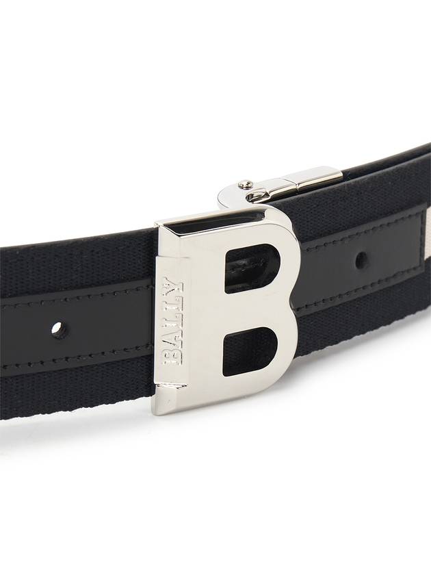 Unisex B Buckle Reversible Belt Black White - BALLY - BALAAN 7