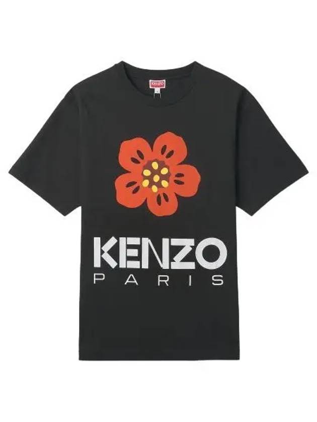 Balk Flower Short Sleeve T Shirt Black Tee - KENZO - BALAAN 1