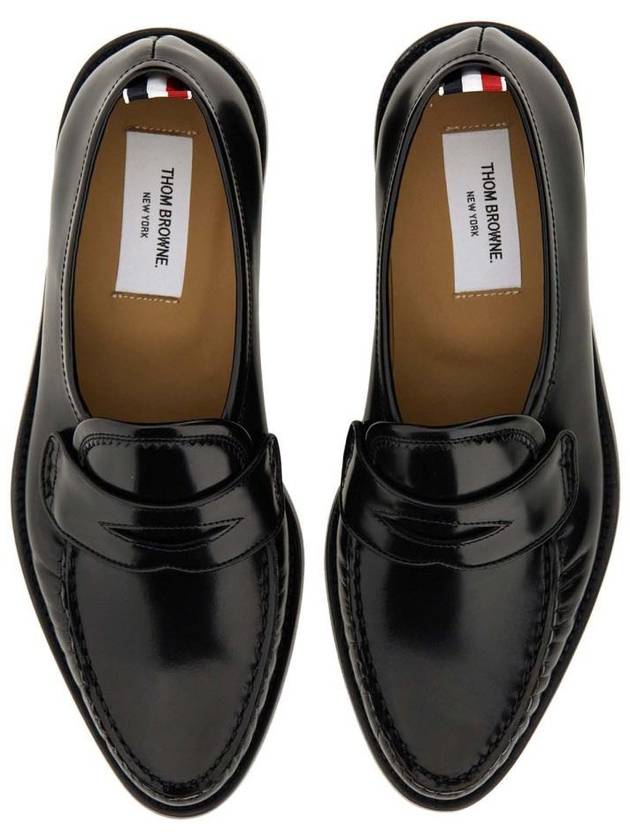 Pleated Leather Penny Loafers Black - THOM BROWNE - BALAAN 7