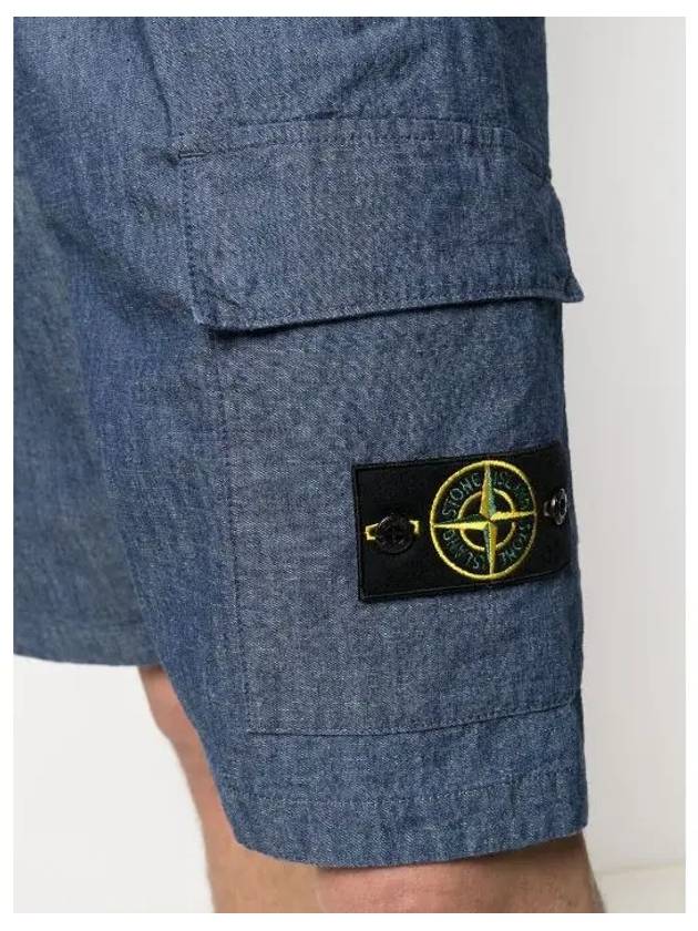 Men's Waffen Chambray Bermuda Denim Shorts Blue - STONE ISLAND - BALAAN 7