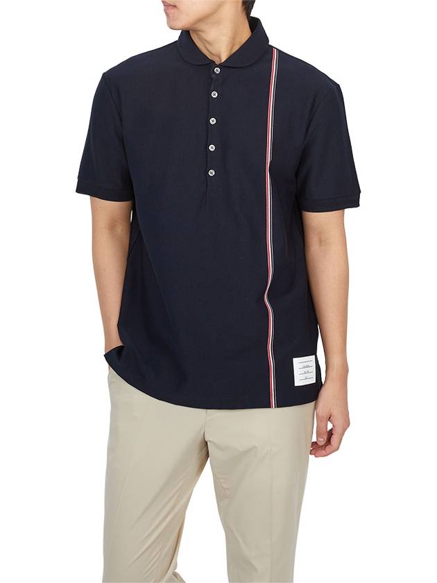 RWB Stripe Polo Shirt Navy - THOM BROWNE - BALAAN 5