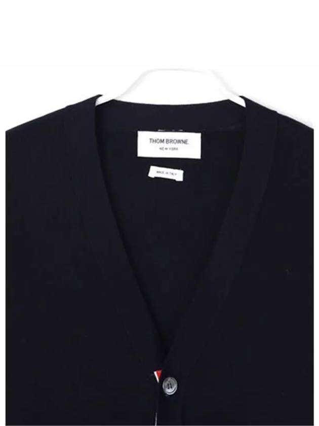 Milano Stitch Sprite Armband Cotton V-neck Cardigan Navy - THOM BROWNE - BALAAN 5